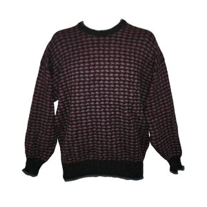 Saddles Fisherman's Winter Organic Vintage Retro Geo Wool Crewneck Sweater Men's